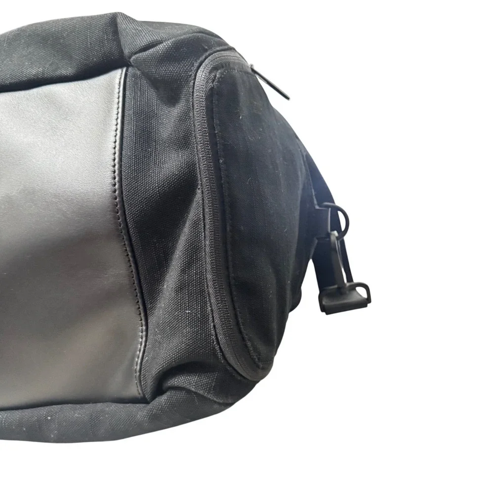 Away Black Canvas Weekender Carry-on Duffle Bag‎ Leather Trim Trolley Sleeve OS